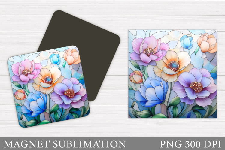Flowers Square Magnet Design. Flowers Magnet Sublimation