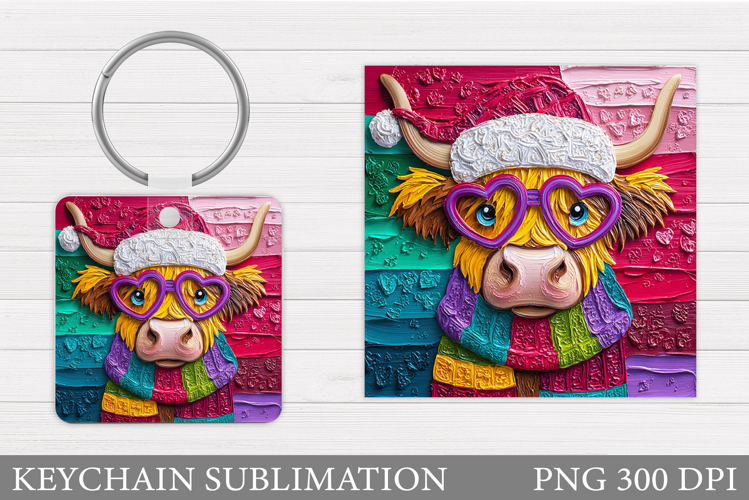 Christmas Cow Keychain. Christmas Keychain Design