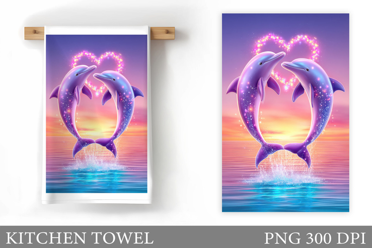 Dolphin Kitchen Towel. Sea Kitchen Towel Design