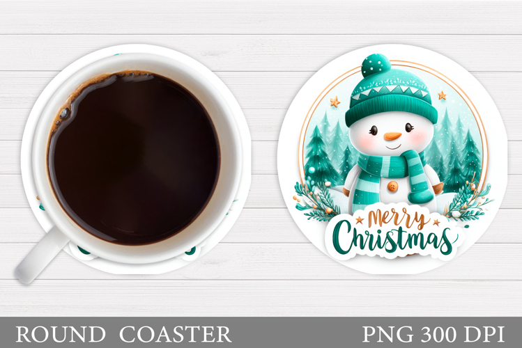 Cute Snowman Coaster Design. Christmas Coaster Sublimation