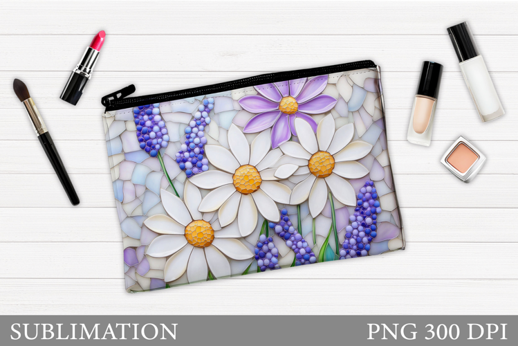Daisy Flowers Makeup Bag. Flowers Makeup Pouch Sublimation