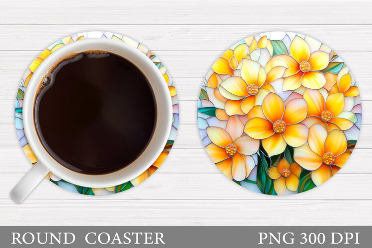 Floral Coaster Design. Flowers Coaster Sublimation example image 1