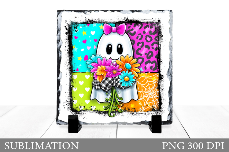 Cute Ghost Slate Design. Halloween Slate Sublimation