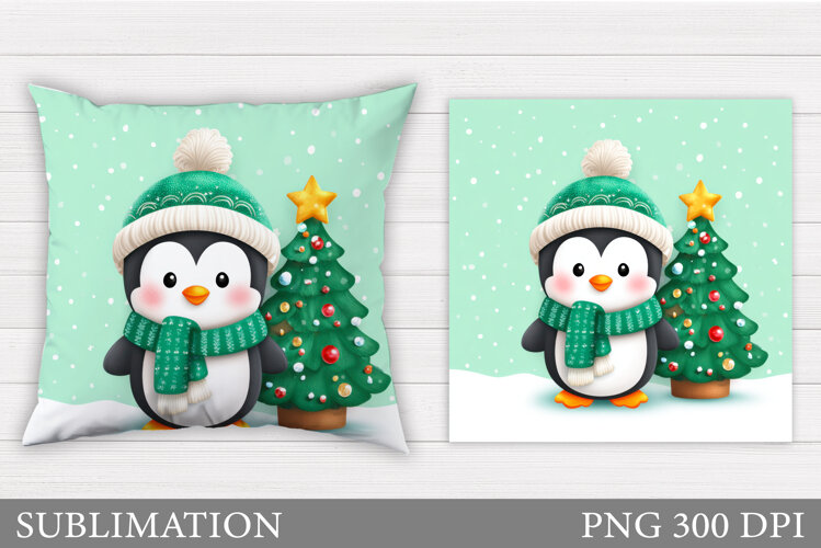 Christmas Penguin Pillow. Christmas Pillow Design example image 1