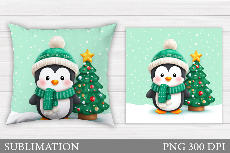Christmas Penguin Pillow. Christmas Pillow Design