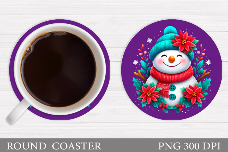 Cute Snowman Coaster. Christmas Coaster Sublimation example image 1