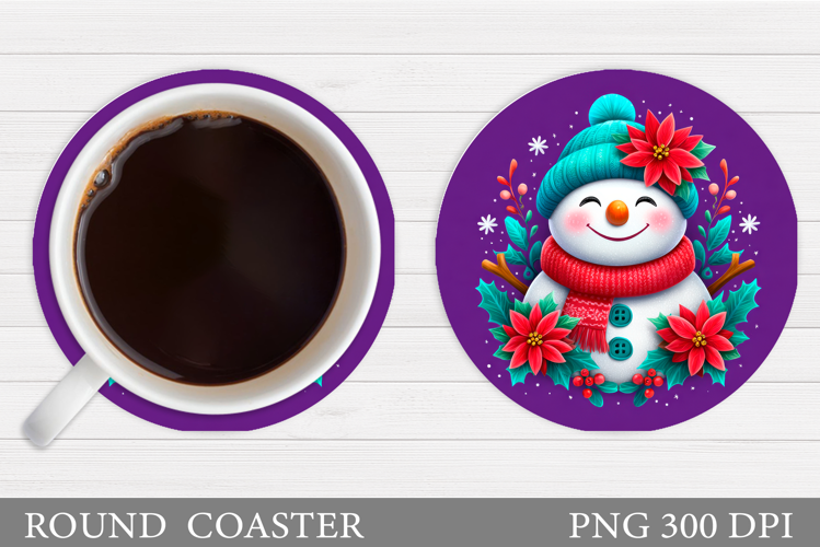 Cute Snowman Coaster. Christmas Coaster Sublimation