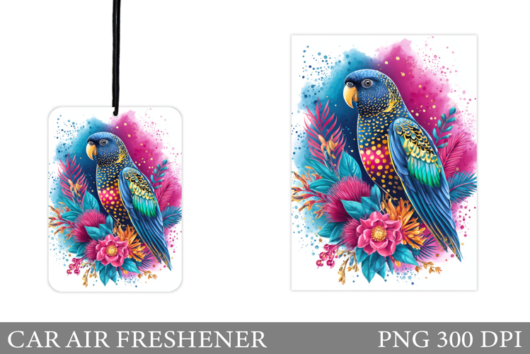 Parrot Car Air Freshener. Tropical Flowers Car Air Freshener