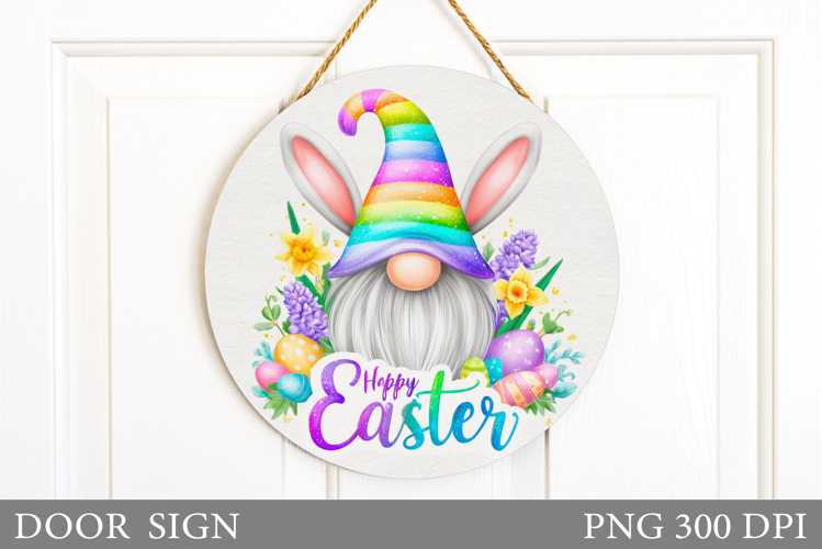 Easter Gnome Door Sign Design. Easter Door Sign Sublimation