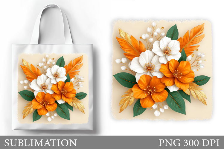 Flowers Tote Bag Design. Floral Tote Bag Sublimation