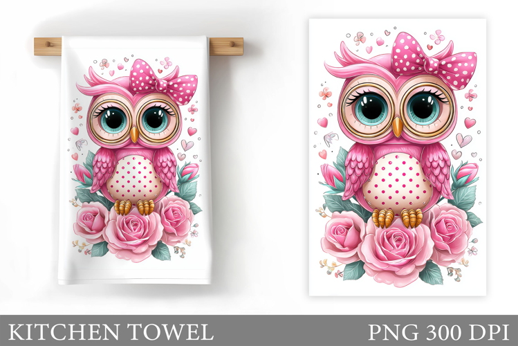 Cute Owl Kitchen Towel Design. Cute Owl Sublimation