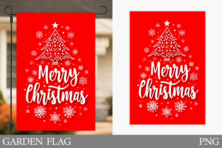 Christmas Tree Garden Flag. Merry Christmas Garden Flag