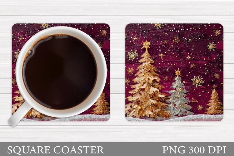 Christmas Tree Coaster Design. Christmas Coaster Sublimation example image 1
