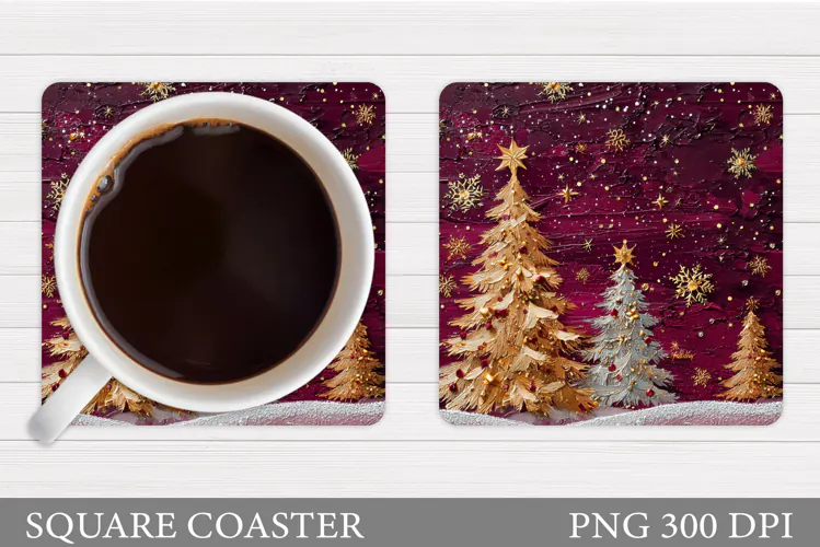 Christmas Tree Coaster Design. Christmas Coaster Sublimation