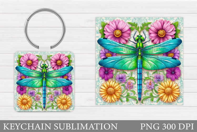 Dragonfly Keychain Design. Summer Keychain Sublimation