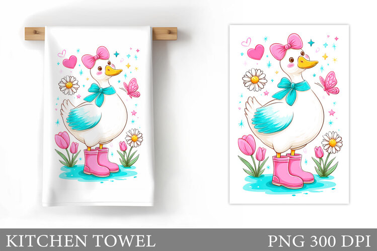 Cute Goose Kitchen Towel Design. Cute Goose Sublimation example image 1