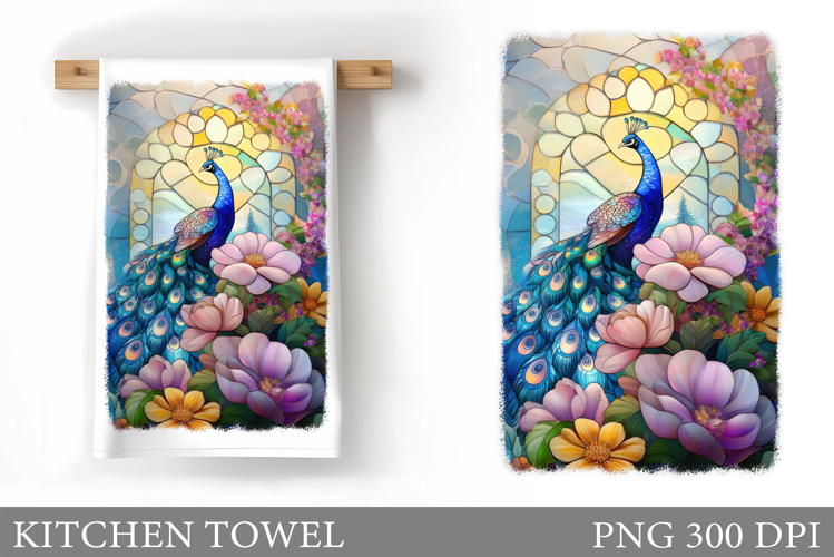 Peacock Kitchen Towel Design. Peacock Sublimation