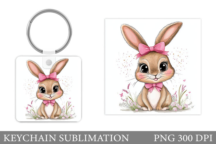 Cute Bunny Keychain Design. Cute Bunny Sublimation example image 1