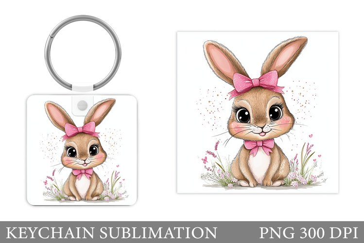 Cute Bunny Keychain Design. Cute Bunny Sublimation
