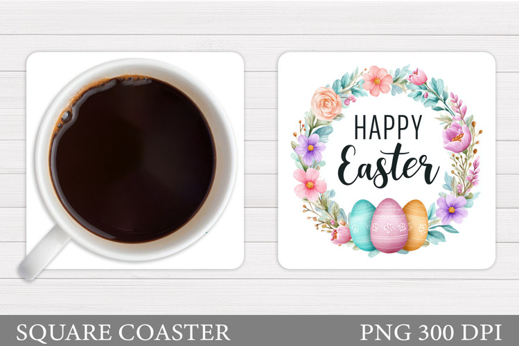 Happy Easter Coaster Design. Easter Coaster Sublimation