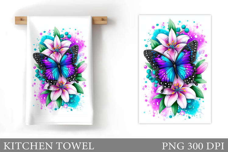 Butterfly Kitchen Towel Design. Butterfly Sublimation