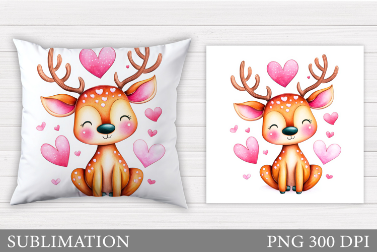Cute Deer Pillow Sublimation. Valentine Deer Sublimation