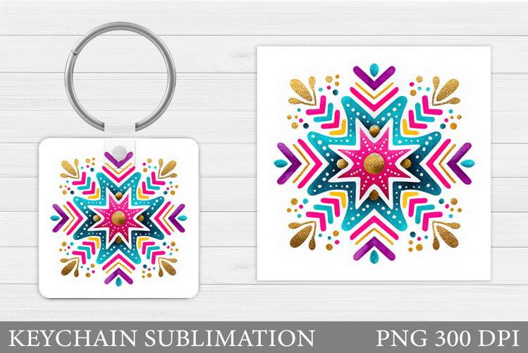 Snowflake Keychain Sublimation. Winter Keychain Design
