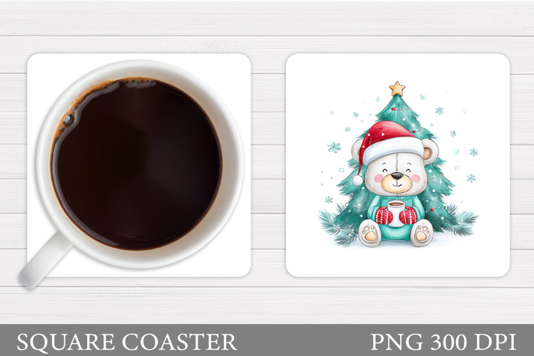 Cute Bear Coaster Design. Christmas Coaster Sublimation