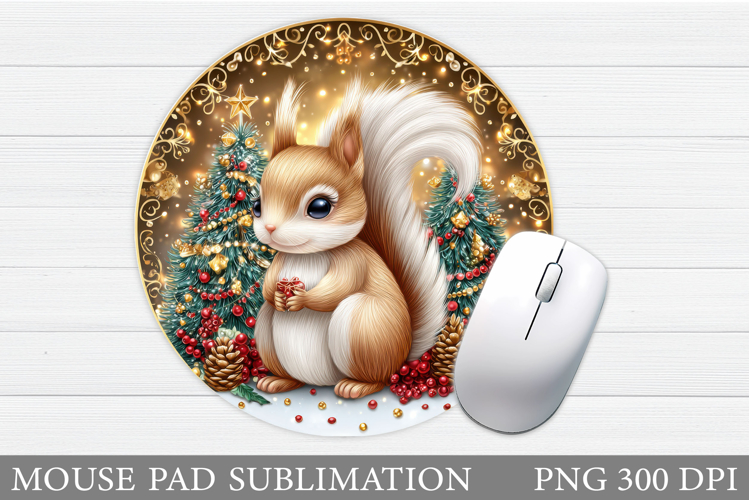 Christmas Squirrel Mouse Pad. Christmas Mouse Pad Design