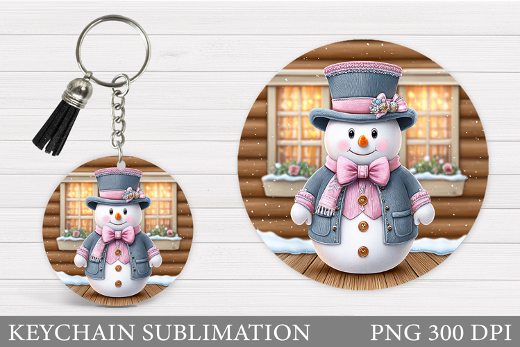 Cute Snowman Keychain Design. Christmas Keychain Sublimation