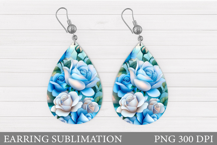 Roses Teardrop Earring Design. Flowers Earring Sublimation