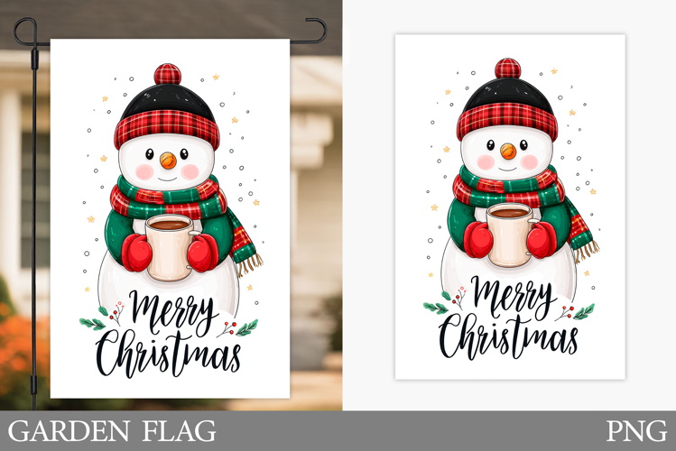 Cute Snowman Garden Flag. Christmas Garden Flag Design