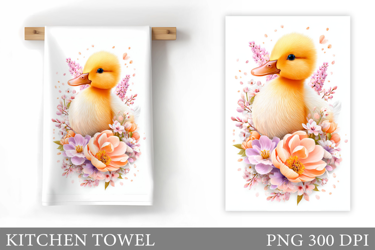 Cute Duck Kitchen Towel Design. Duck Flowers Kitchen Towel