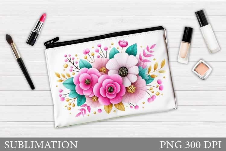 Flowers Makeup Bag Design. Flowers Cosmetics Bag Sublimation