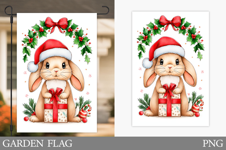 Christmas Bunny Garden Flag. Christmas Garden Flag Design