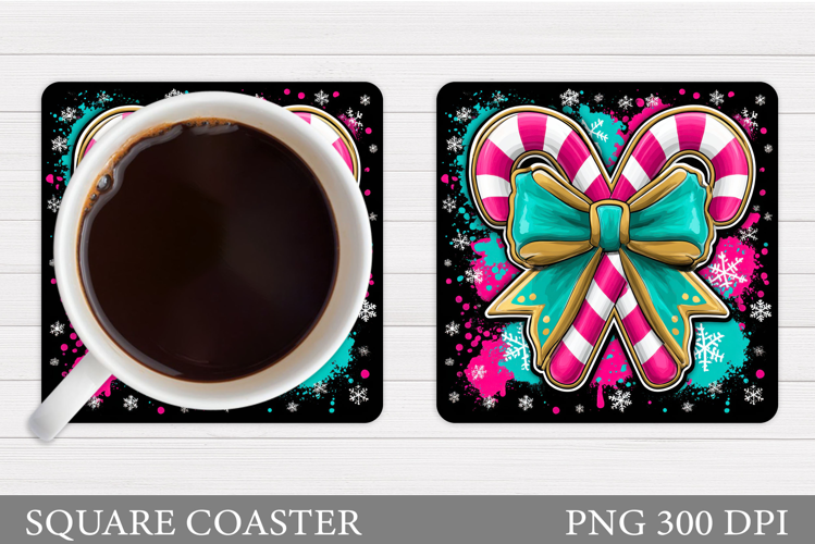 Christmas Candy Canes Coaster. Christmas Coaster Sublimation