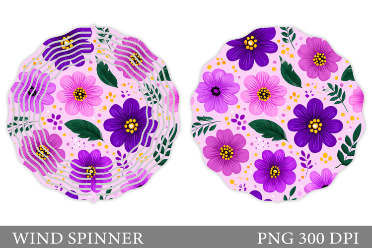Flowers Wind Spinner Design. Floral Wind Spinner Sublimation