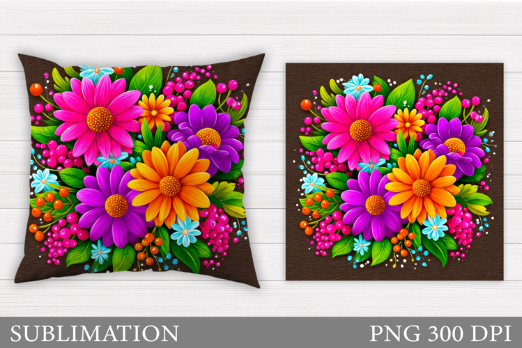 Flowers Pillow Design. Floral Pillow Sublimation