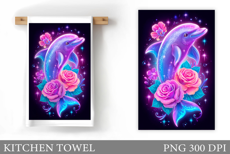 Dolphin Kitchen Towel. Sea Kitchen Towel Design