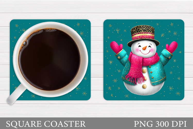 Cute Snowman Coaster Design. Christmas Coaster Sublimation