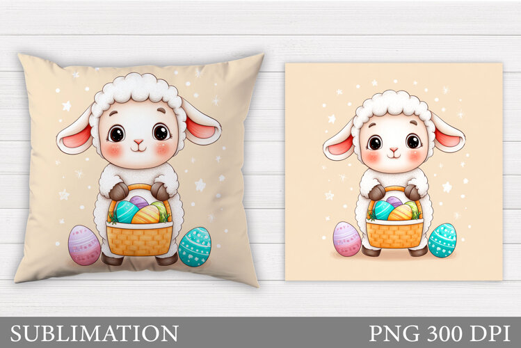 Easter Lamb Pillow Design. Easter Pillow Sublimation example image 1