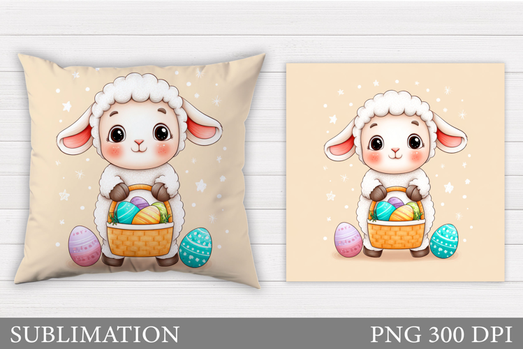 Easter Lamb Pillow Design. Easter Pillow Sublimation