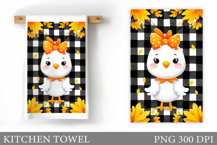 Fall Chicken Kitchen Towel. Fall Kitchen Towel Sublimation example image 1