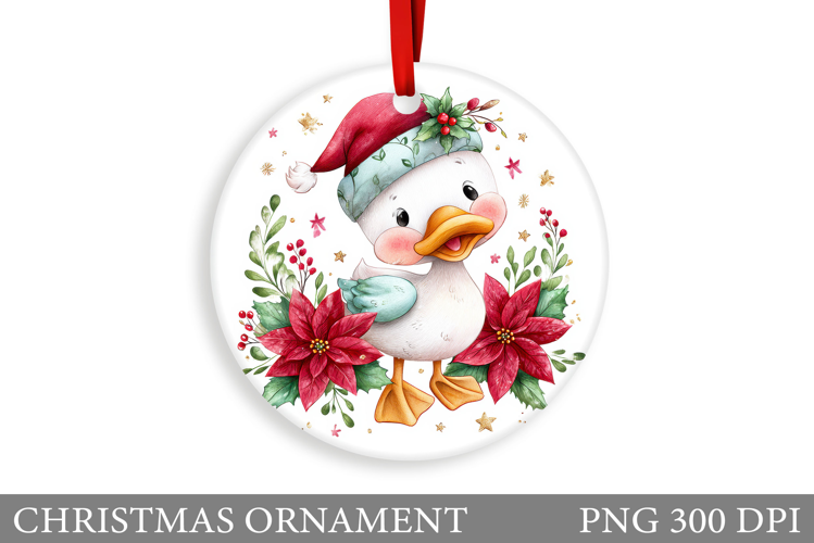 Cute Duck Christmas Ornament. Christmas Duck Sublimation