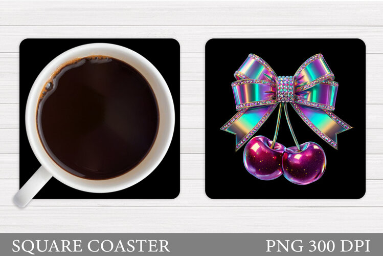 Cherry Coaster Sublimation. Berries Coaster Design example image 1