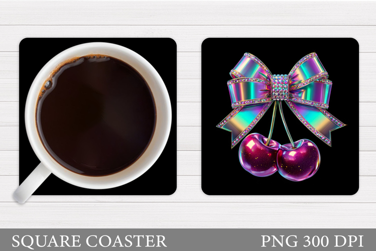 Cherry Coaster Sublimation. Berries Coaster Design