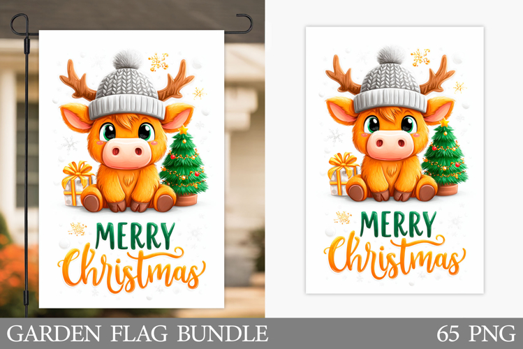Christmas Cow Garden Flag. Christmas Garden Flag Sublimation
