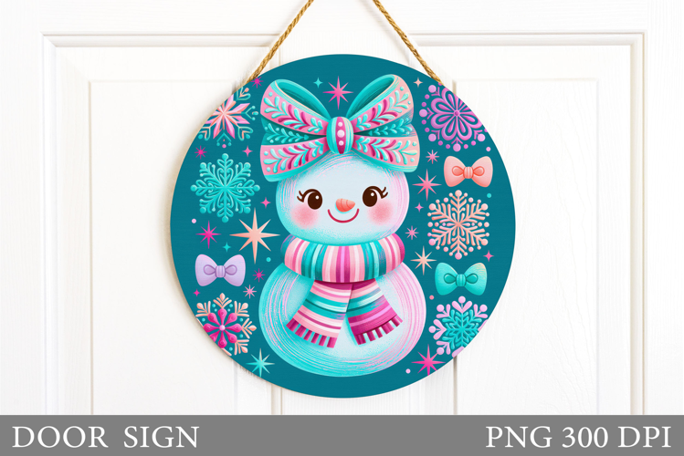 Cute Snowman Door Sign. Christmas Door Sign Design