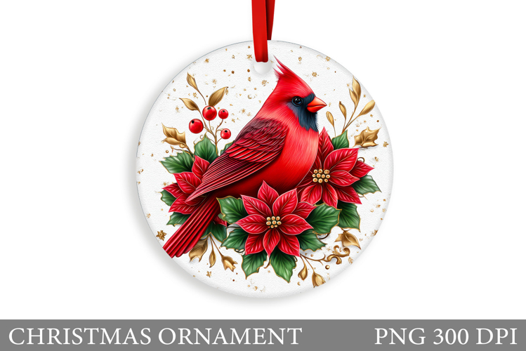 Cardinal Christmas Ornament. Christmas Bird Sublimation