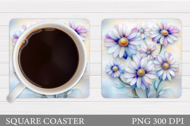 Daisy Flowers Coaster Design. Flowers Sublimation